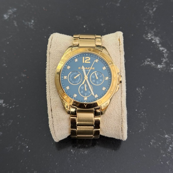 Coach Accessories - Coach Tristen Goldtone Watch with Teal Face Crystals Chronograph